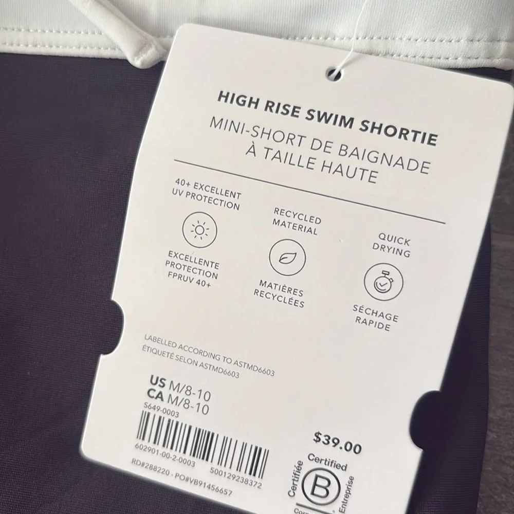 NWT Athleta Girl 2 Piece Adjustable Bikini top & High Rise Swim Shortie Sz M/8